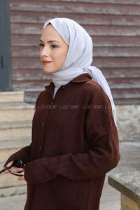 Lamelif Açık Gri Keten Şal