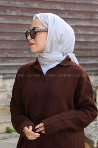 Lamelif Açık Gri Keten Şal