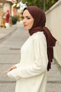 Lamelif Soft Touch Şal Tozlu Kahve