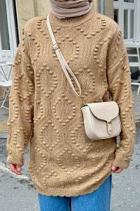 Brown With Milk Medium Crew Neck Knitwear Tunic