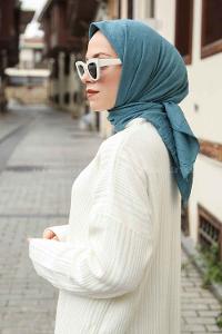 Lamelif Bambu Eşarp Petrol Mavi