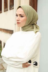 Water Green Cotton Fabric Straight Scarf