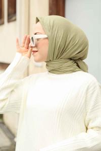 Water Green Cotton Fabric Straight Scarf