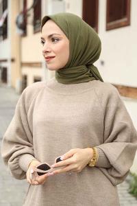 Army Green Cotton Fabric Straight Scarf