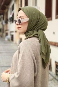 Army Green Cotton Fabric Straight Scarf