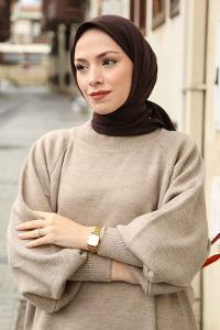 Lamelif Comfort Pamuk Eşarp Bitter Kahve