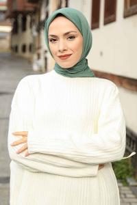 Plum Green Cotton Fabric Straight Scarf