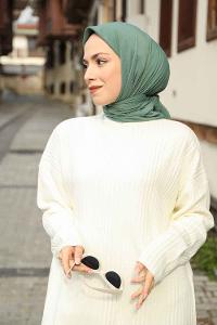 Plum Green Cotton Fabric Straight Scarf