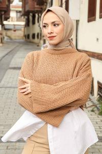 Lamelif Comfort Pamuk Eşarp Koyu vizon