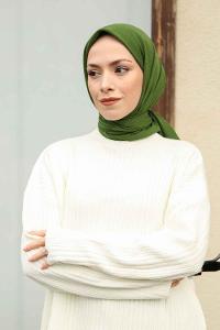 Nefti Green Cotton Fabric Straight Scarf