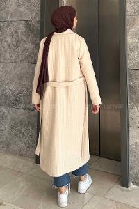 Beige Normal Neck Long Arm Coat