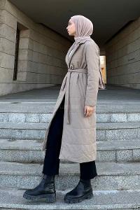 Lamelif Kuşak Bağlamalı Mont Toprak