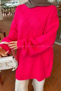 Candy Pink Crew Neck Knitwear Tunic