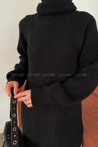 Lamelif Uzun Balıkcı Elbise Siyah