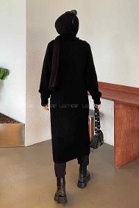 Lamelif Uzun Balıkcı Elbise Siyah