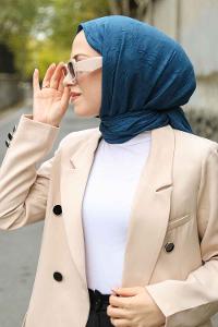 Lamelif Bambu Şal Petrol Mavisi