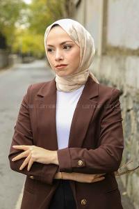 Beige Viscose Fabric Printed Shawl