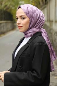 Lamelif Dama Desen Jakar Şal Lila