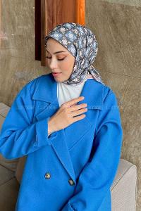 Lamelif Etnik Çiçek Desen Soft Eşarp Serisi Tozlu Kahve