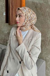 Lamelif Garden Desen Soft Eşarp Serisi Camel