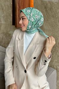 Lamelif Garden Desen Soft Eşarp Serisi Orman Yeşili