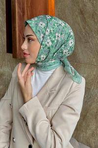 Lamelif Garden Desen Soft Eşarp Serisi Orman Yeşili