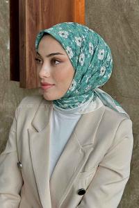 Lamelif Garden Desen Soft Eşarp Serisi Yaprak Yeşili