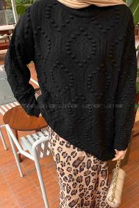 Black Medium Crew Neck Knitwear Tunic