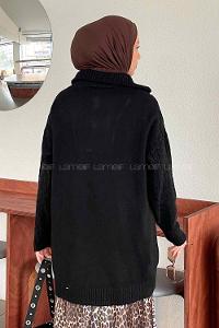 Black Choker Neck Knitwear Tunic