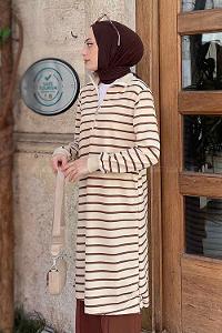 Bitter Brown Choker Neck Two Threads Tunic