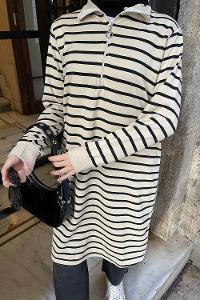 Black Choker Neck Two Threads Tunic