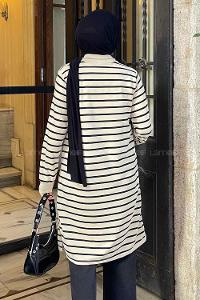 Black Choker Neck Two Threads Tunic