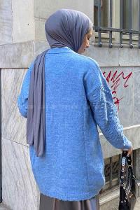Blue Medium Crew Neck Knitwear Tunic