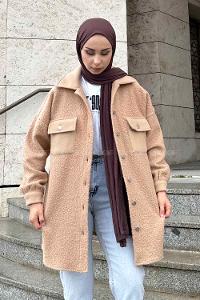 Mink Shirt Collar Long Arm Wool Unprinted Shirt