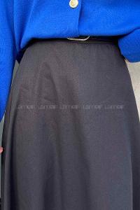 Lamelif Kloş Keten Etek Siyah