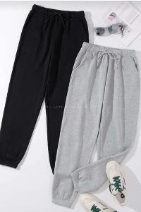 Black Elastic Trousers High Waist Slim Fit Bottom Tracksuit