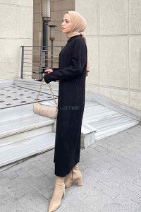 Lamelif Fitilli Boydan Elbise Siyah
