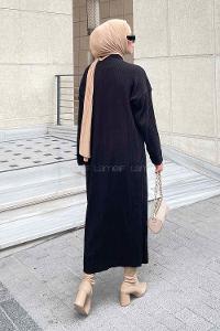 Lamelif Fitilli Boydan Elbise Siyah