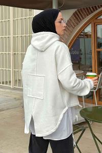 Lamelif  Baskılı Sweatshirt Ekru