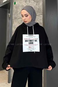 Lamelif  Baskılı Sweatshirt Siyah