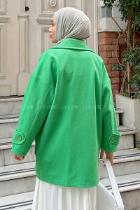 Grassgreen V Neck Long Arm Poplin Fabric Elastan Coat