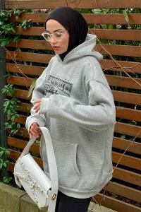 Lamelif Everlastıng Baskılı Sweatshirt Gri