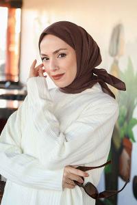 Lamelif Keten Eşarp Tozlu Kahve