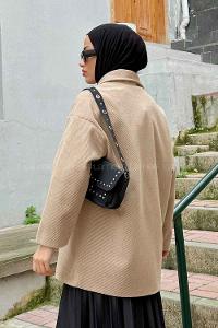 Modalamelif Kısa Kaşe Kaban Sütlü Kahve