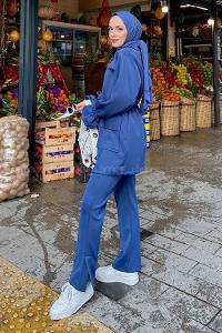 Indigo Shirt Collar Long Arm Cotton Fabric Parachute Fabric Comfortable Suit