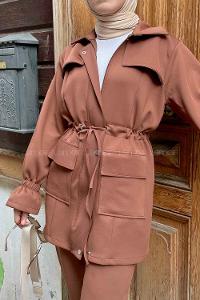 Brown Shirt Collar Long Arm Cotton Fabric Parachute Fabric Comfortable Suit