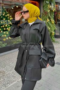 Black Shirt Collar Long Arm Cotton Fabric Parachute Fabric Comfortable Suit