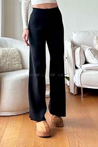 Black Knitwear High Waist Comfortable Pants