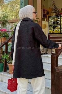 Lamelif Boydan Düğmeli Buklet Gömlek Siyah