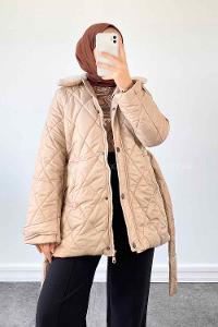 Cream Neckband Long Arm Coat